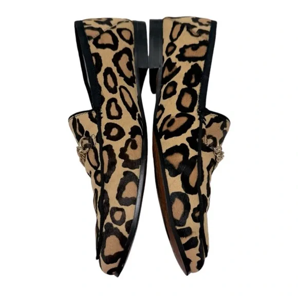 Sam Edelman Lorenzo Loafer Leopard Animal Print Chain Vamp Size 10 - Picture 2 of 10